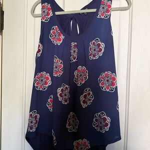 Express Asymmetrical Blue and Red Tank Top Tie Front